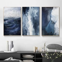 modern abstract seascape blue canvas art paintings for living room bedroom posters and prints home decor gold foil wall poster