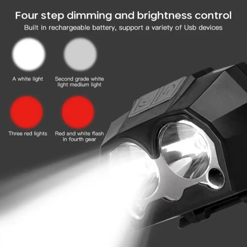 

Супер светильник светодиодный налобный фонарь красный + белый рабочий светильник 4 светильник режимов Водонепроницаемый головной светильн...