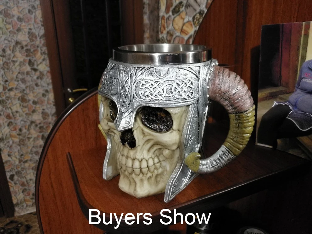 Stainless Steel Skull Mug Viking Drinking Cup Skeleton Resin Beer Stein Tankard Coffee Tea Halloween Bar Drinkware Gift | Дом и сад