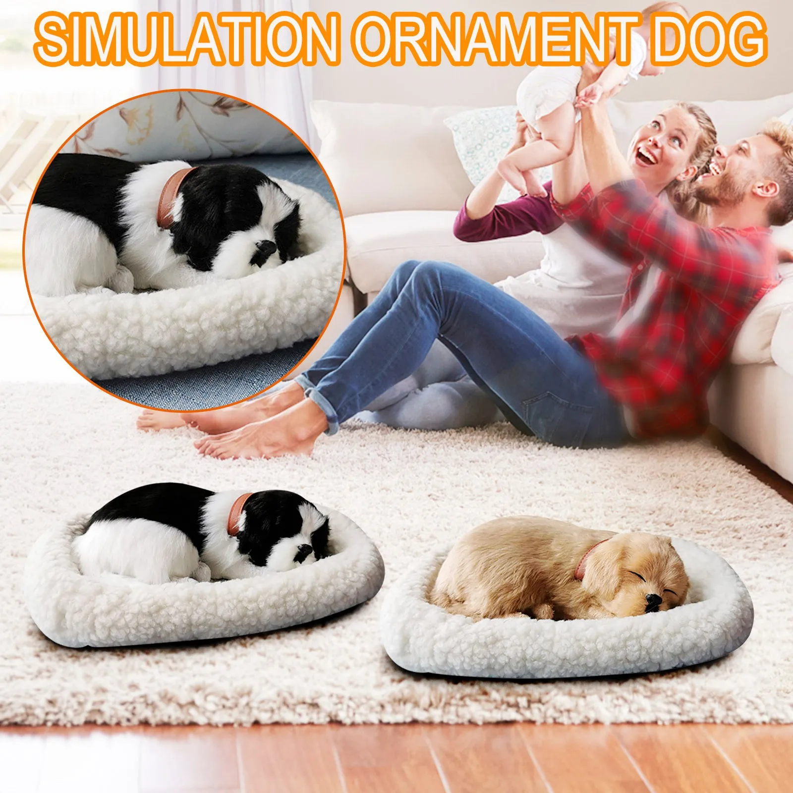 

Realistic Sleeping Plush Toy Breathing Cat Furry Dog Stuffed Toy With Mat Creative Animals Decor For Kids Baby Birthday Gift #9