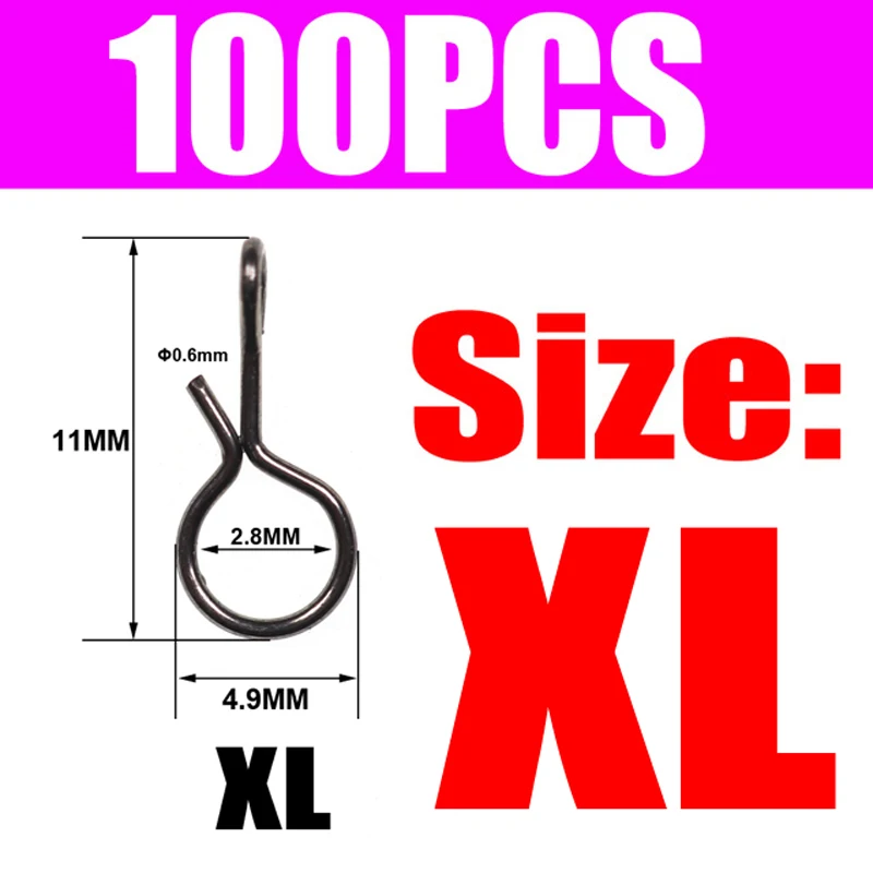 100pcs size XL Wifreo 100 шт. рыболовные снасти для ловли нахлыстом, быстросменная защелка для ловли мух, крючок и приманки, наживка черного цвета, Высокоуглеродистая сталь для рыбалки - Цвет: 100pcs size XL