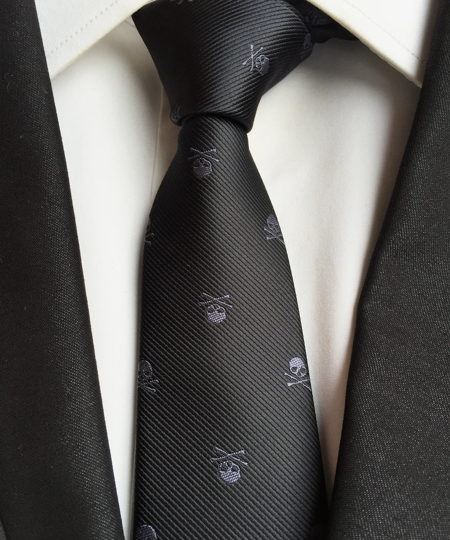 

Unique Design Skeleton Skull Print Ties High Quality Jacquard Woven Neck Tie Skull Neckties for Halloween Christmas