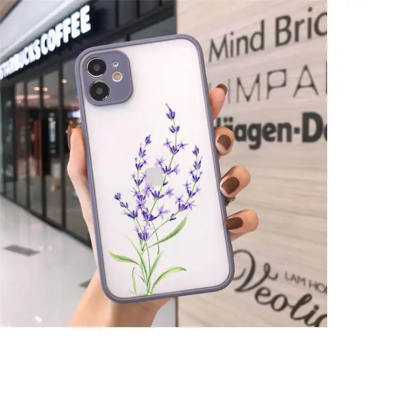 

Simple Lavender Purple Flowers Phone Cases matte transparent For iphone 7 8 11 12 plus mini x xs xr pro max cover