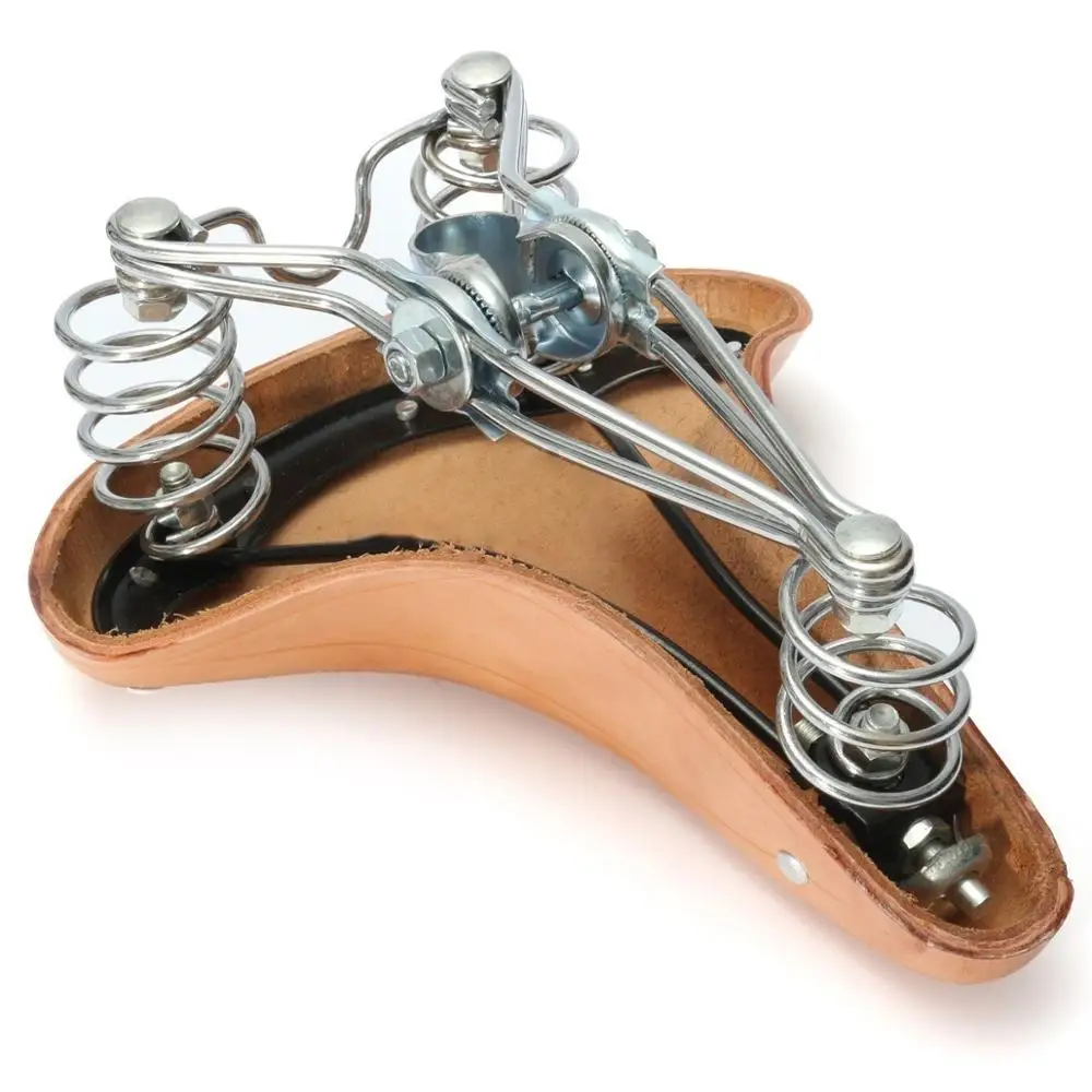 

26x10cm Brown Leather Vintage Retro Comfort Classic Brown Bicycle Bike Cycling Saddle Seat with Springs