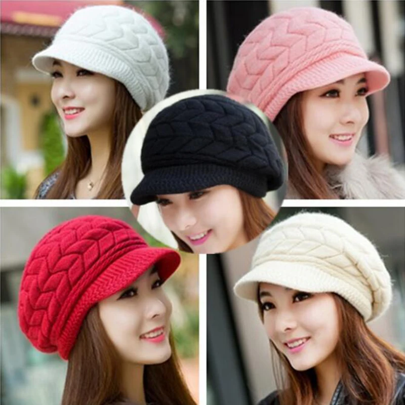Женский Зимний берет сезон 2019 шапка из кроличьего меха вязаная теплые облегающие