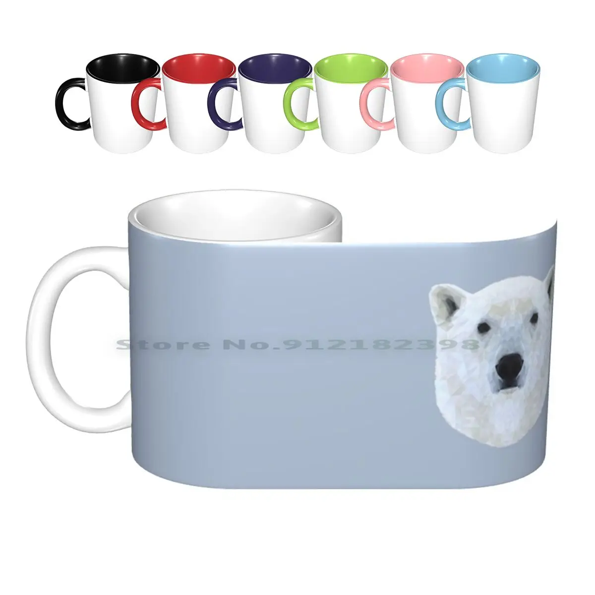 

The Polar Bear Ceramic Mugs Coffee Cups Milk Tea Mug Polar Bear Bear Bears Ice Cold Winter Blue Arctic Snow Head Polygons