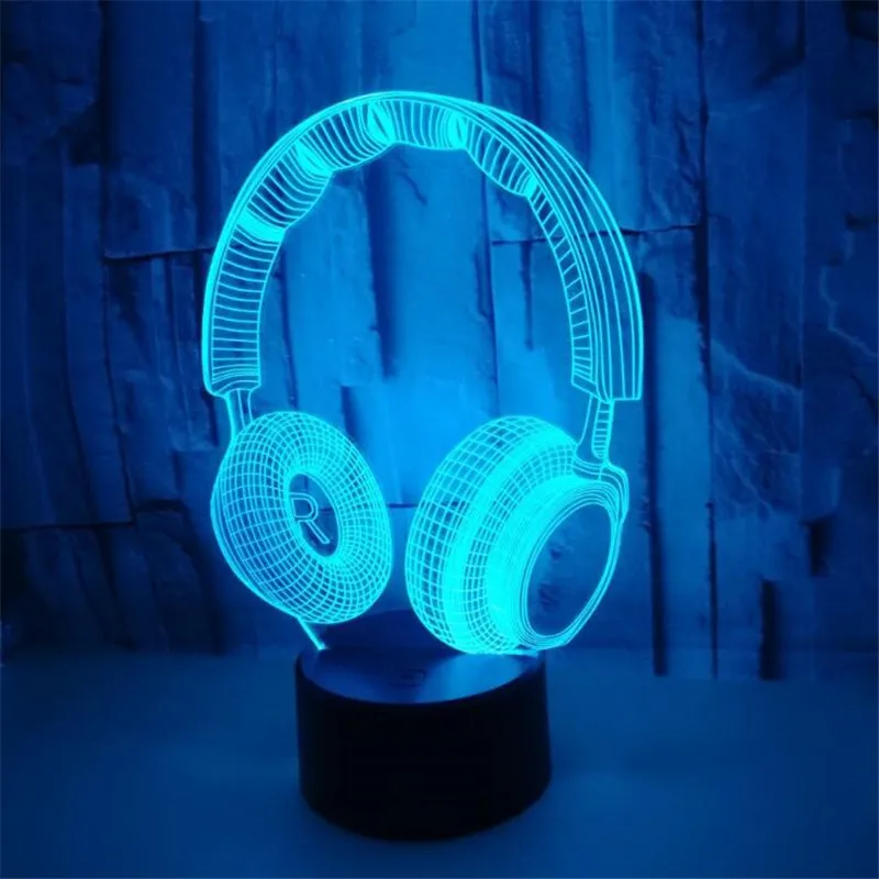 

Headphones 3D Night Light LED Home Bedroom Decor Lamp Boy Kids Gift Creative Lamparas Luminaria Cute Decoration Lighting Headset