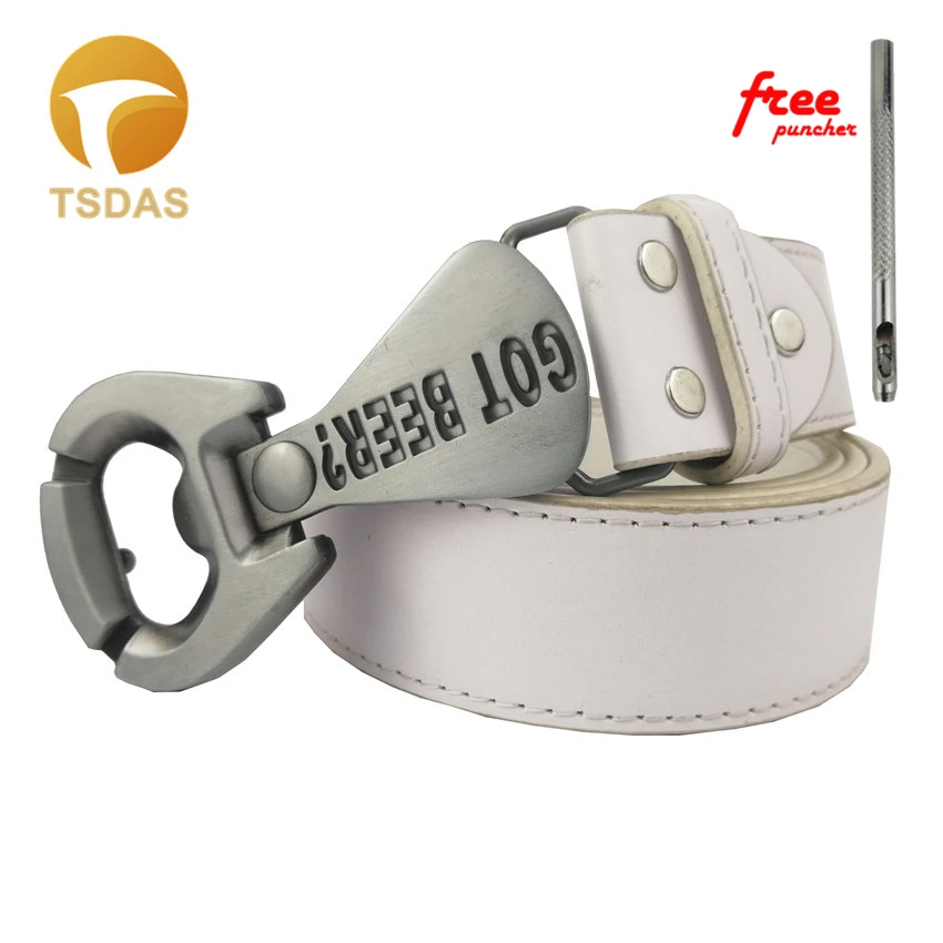 Посеребренная открывалка для бутылок с ремнем пива пряжка кожаным новогодних