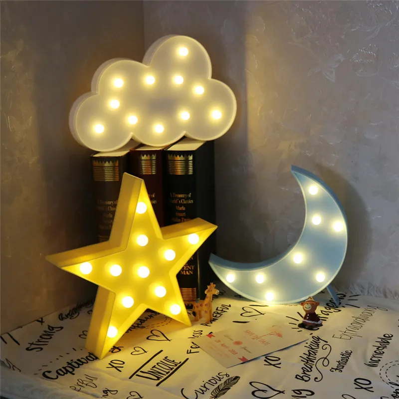 

Lovely Cloud Star Moon LED 3D Light Night Light Kids Gift Toy For Baby Children Bedroom Tolilet Lamp Decoration Indoor Lighting