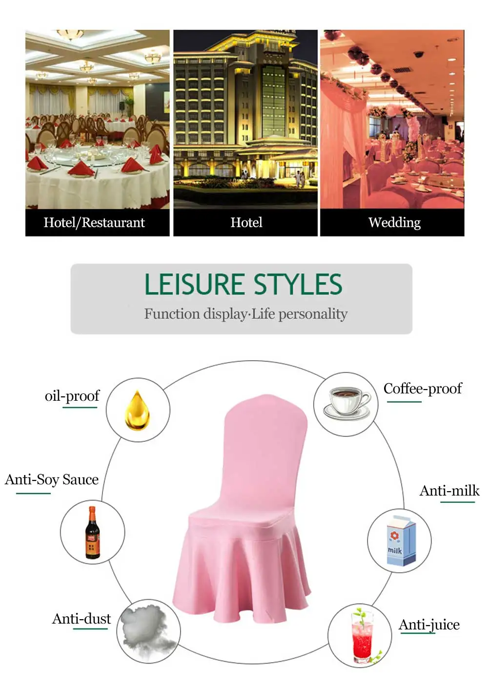 

Thicken Spandex Elastic Chair Cover Solid Color With Skirt Pleated Chair Covers for Wedding Hotel Banquet Decoration Slipcovers