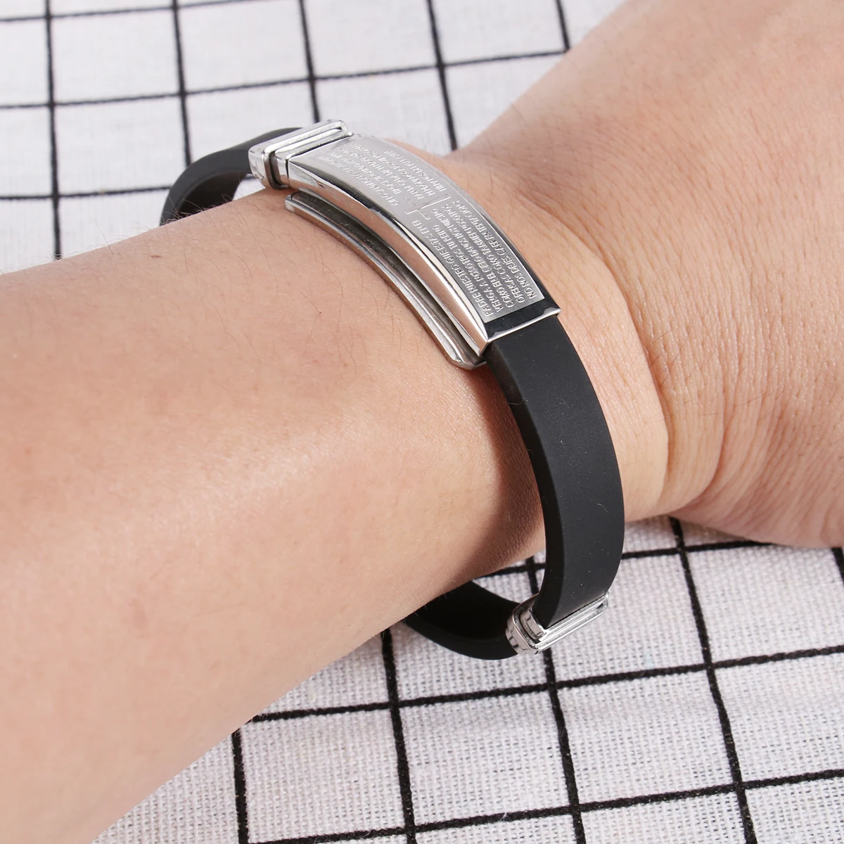 Христианский браслет из нержавеющей стали крест с писаниями Силиконовые ручной