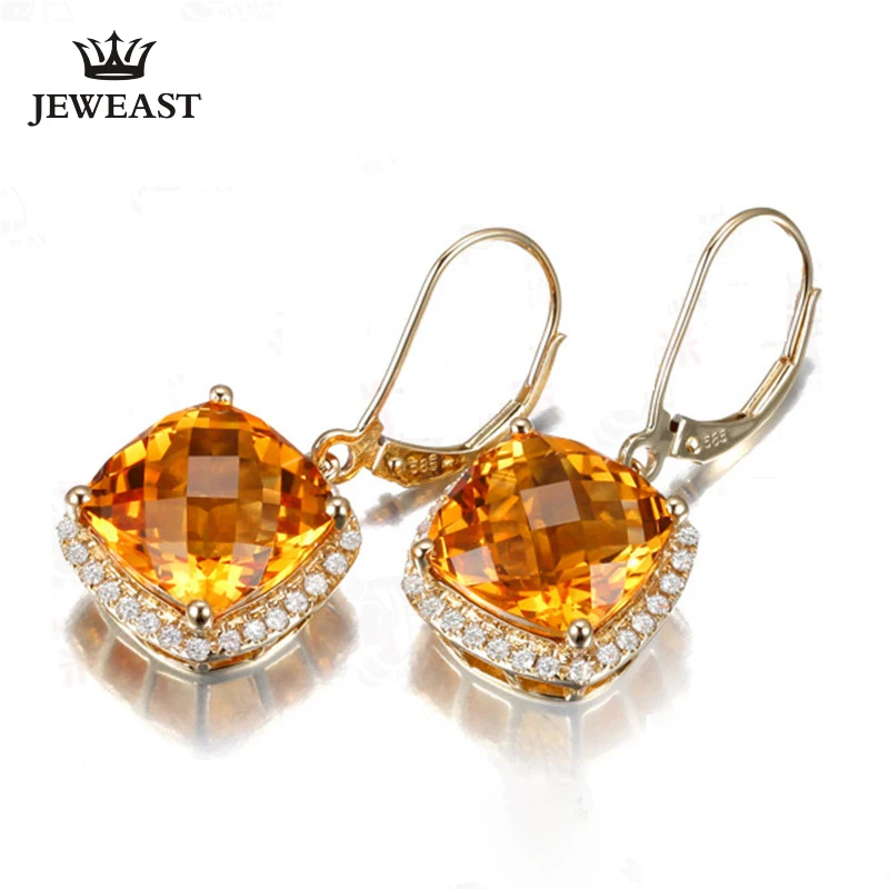 Мл натуральный цитрин 18 К серьги из чистого золота в натуральном австралийском