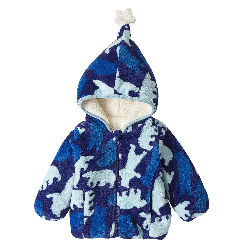 Синий Autumn Winter Warm Jackets Boys Girl Coats Kid Zip Thick Long Sleeve Cotton Snowsuit Hoodie newborn Overcoat baby warm Clothing - Цвет: Синий