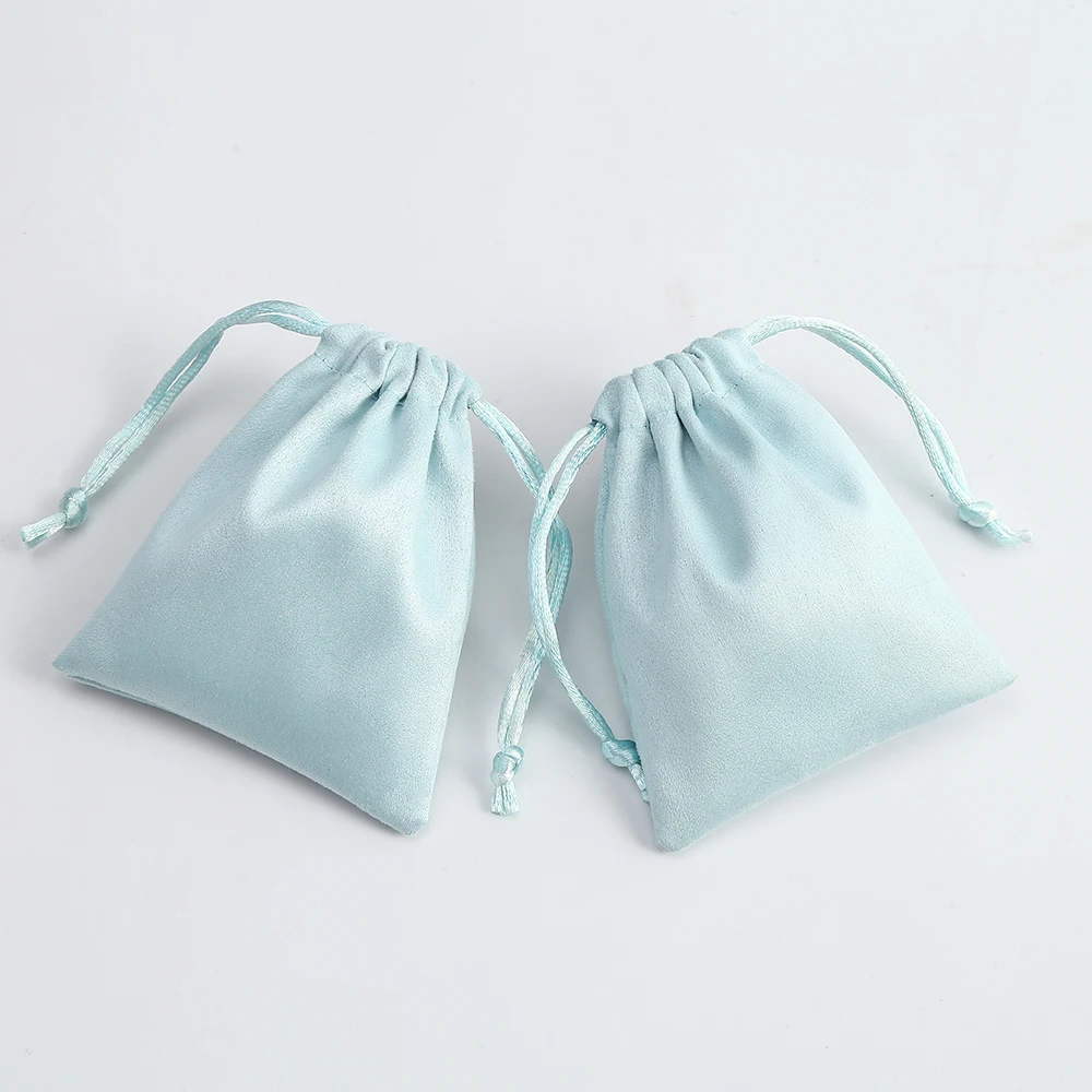 50pcs Flannel Drawstring Jewelry Bag Packaging Gift Bag Small Ring Necklace Earring  Display Wedding Candy Pouch Can Custom Logo