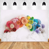yeele birthday photophone white wall colorful paper umbrella clouds newborn party photography backdrops backgrounds photocall