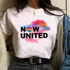 Теперь Юнайтед группа Эстетическая Графическая печатная Футболка женская мода хип-хоп Уличная хипстерская Женская футболка Летняя белая футболка