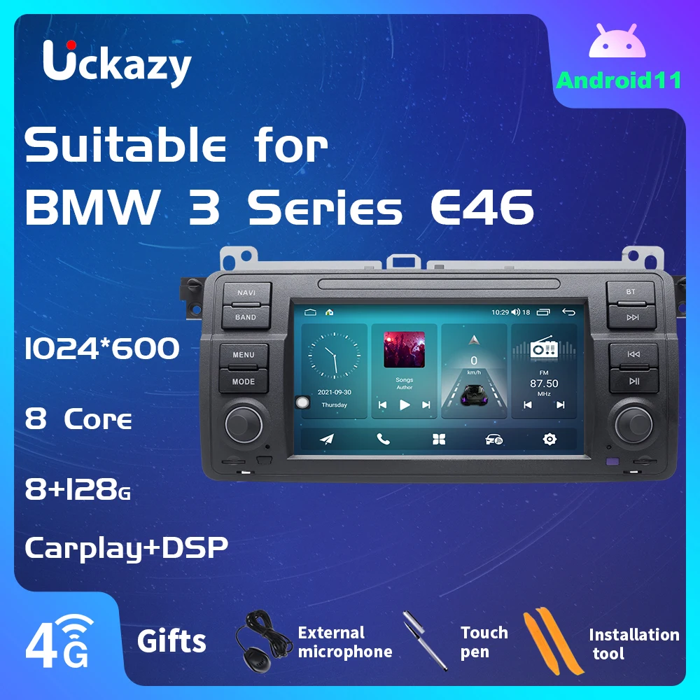 Автомагнитола Uckazy 1 Din Android 11 мультимедийный плеер для BMW E46 M3 Rover 75 318 Coupe 320/325/330/335
