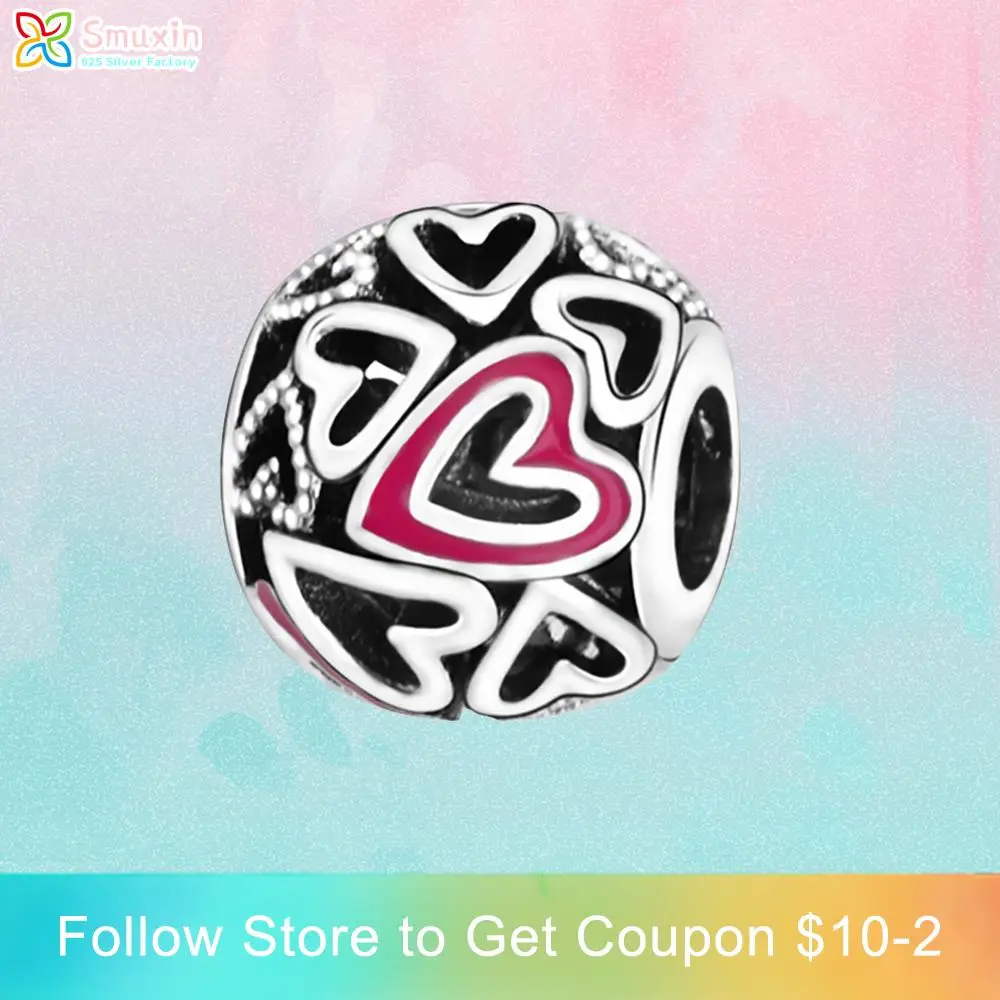 

Бусины женские из серебра 925 пробы, в форме сердца