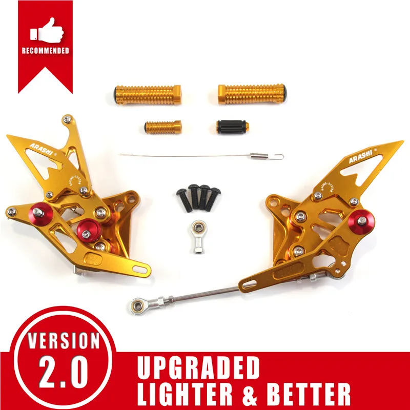 Gold Араши для SUZUKI HAYABUSA GSX1300R GSXR1300 1999-2007 ЧПУ Регулируемые подножки подножка мотоциклиста GSXR GSX-R 1300 2001 2002 2003 - Цвет: Gold
