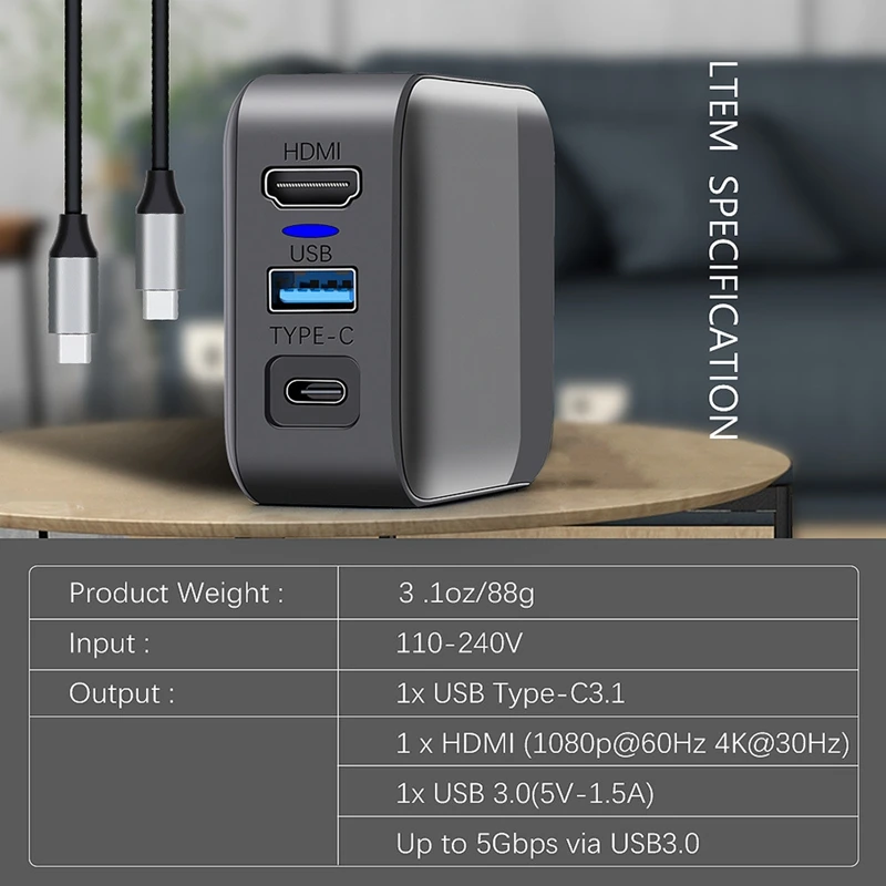 

Charging Dock 2 in 1 PC Adapter USB Type-C HDMI Connector TV Converter for Nintendo Switch Game Console US Plug