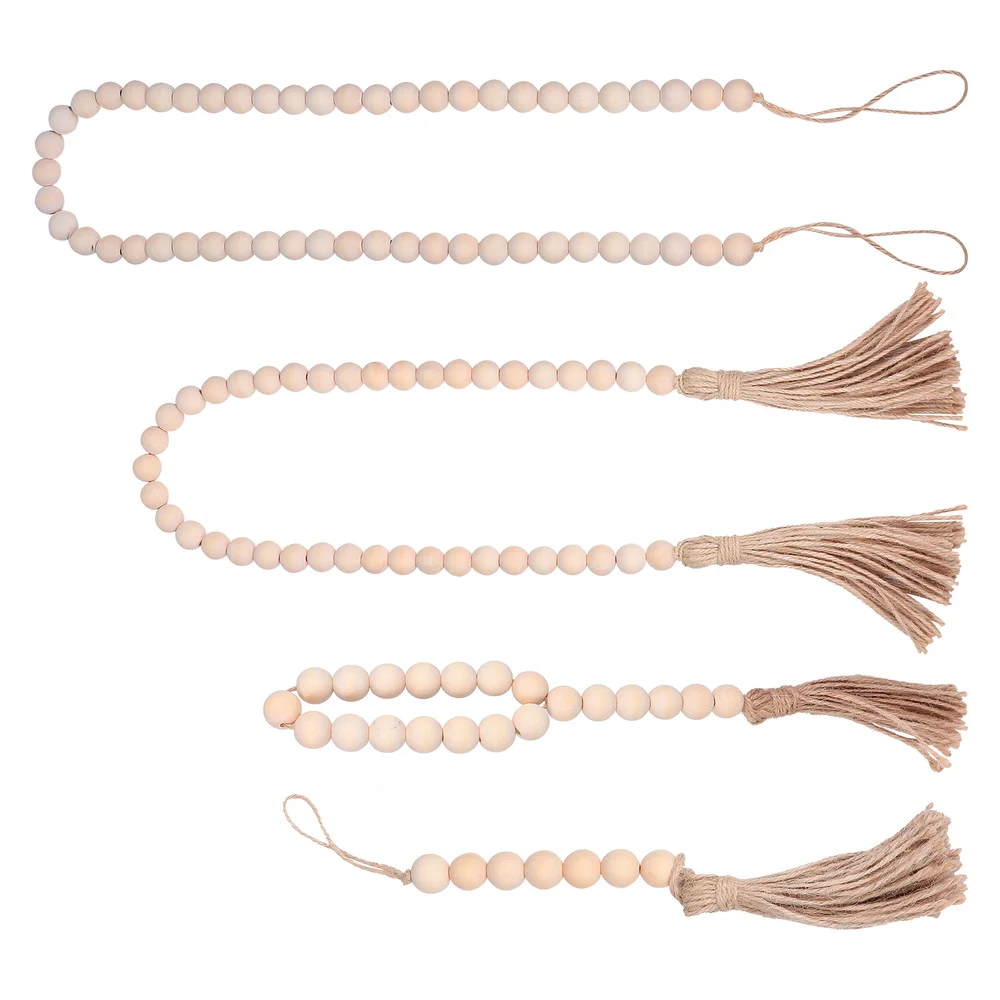 

4pcs Wooden Bead Hanging Decor Wooden Bead String Pendant Hanging Decors
