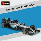 Литая модель автомобиля Mercedes Benz W07 BBurago, масштаб 1:18, модель автомобиля, металлический гоночный автомобиль F1 из сплава, игрушечный автомобиль для коллекции
