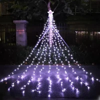 solar energy led five pointed star lights 9 trailing waterfall meteor lights outdoor garden holiday decoration christmas gift