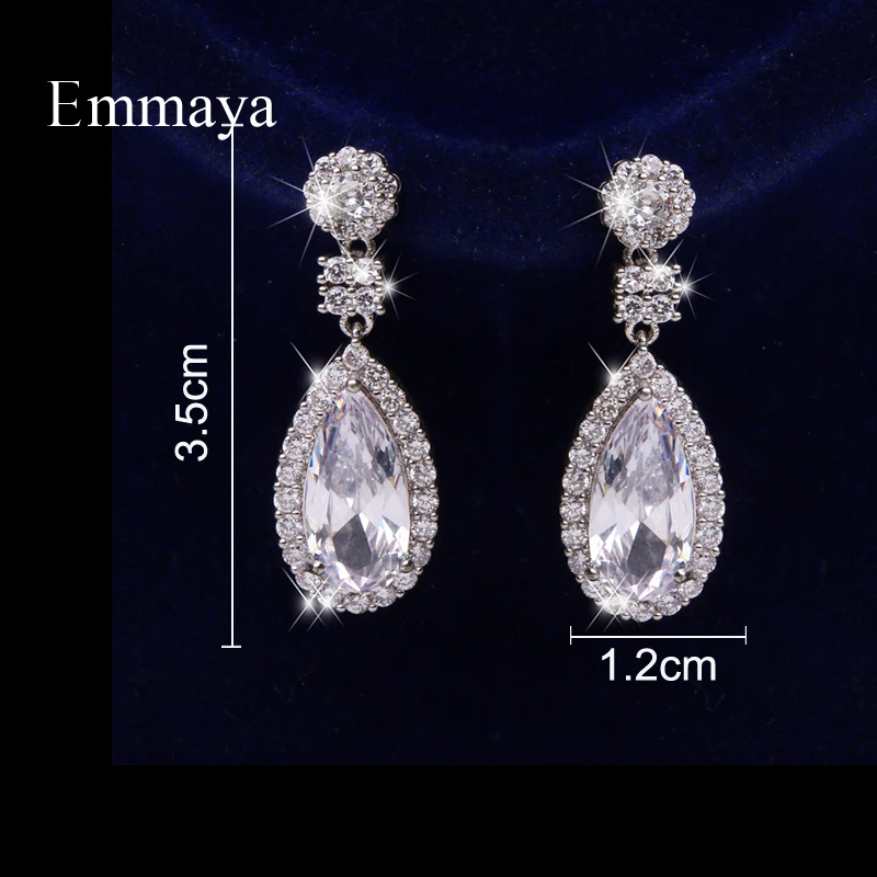 Emmaya New Fashion Long Waterdrop-shape White Earring For Women High Quality Zirconia Elegant Jewelry Charming Gift In Party | Украшения и