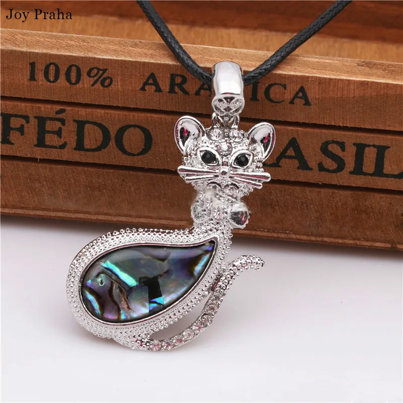 

Abalone shell necklace / Shell pendant necklace ornament / Cute cat necklace