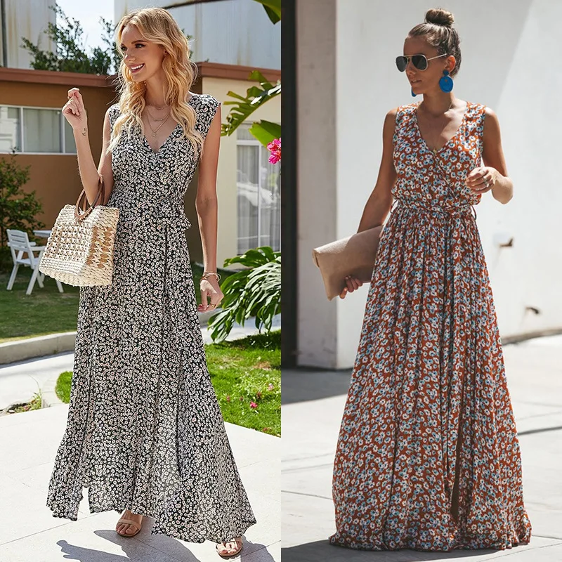 Летние платья 2020 Новинка Sehatle миди богемное платье повседневное пляжное с v