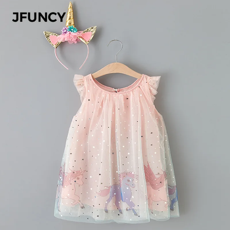 

JFUNCY Girls Summer Dress Flowers Casual Children's Clothing New Kids Floral Princess Dresses Sweet Cute Children Clothes