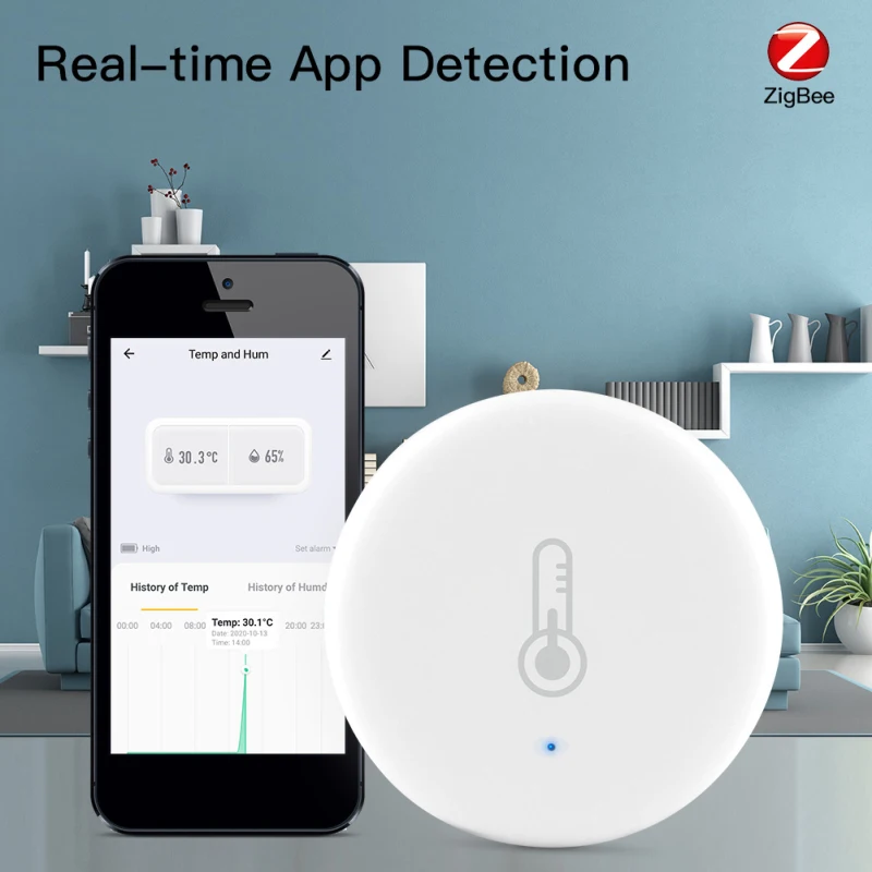 Умный датчик температуры и влажности Tuya ZigBee работает с приложением Alexa Google Home для