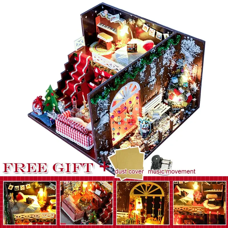 TD9C CUTEBEE кукольный дом Миниатюрный DIY кукольный домик с деревянная мебель для дома игрушки для детей рождественские подарки - Цвет: TD9C