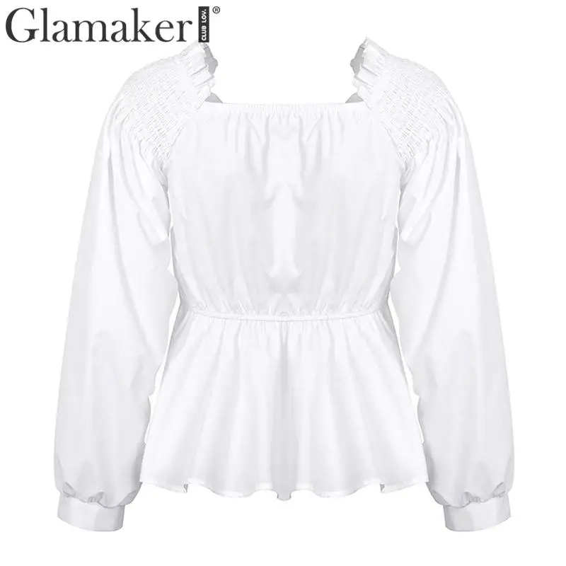 Glamaker с открытыми плечами v образным вырезом Женская блузка длинным рукавом