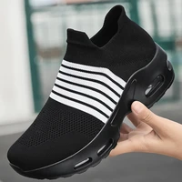 fashion plus size ladies air cushion shoes lightweight comfortable pu soled non slip shoes classic socks casual sneakers 35 42