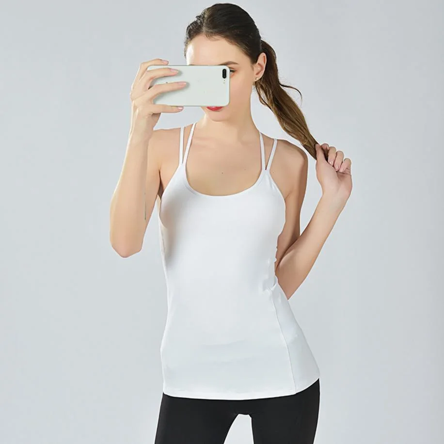 Женский спортивный топ с чашкой футболка из джерси бюстгальтером для фитнеса