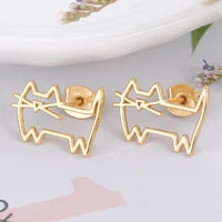 new korean kawaii funny small animals stud earrings cute kitten shark statement dainty earring fashion jewelry 2021 wholesale