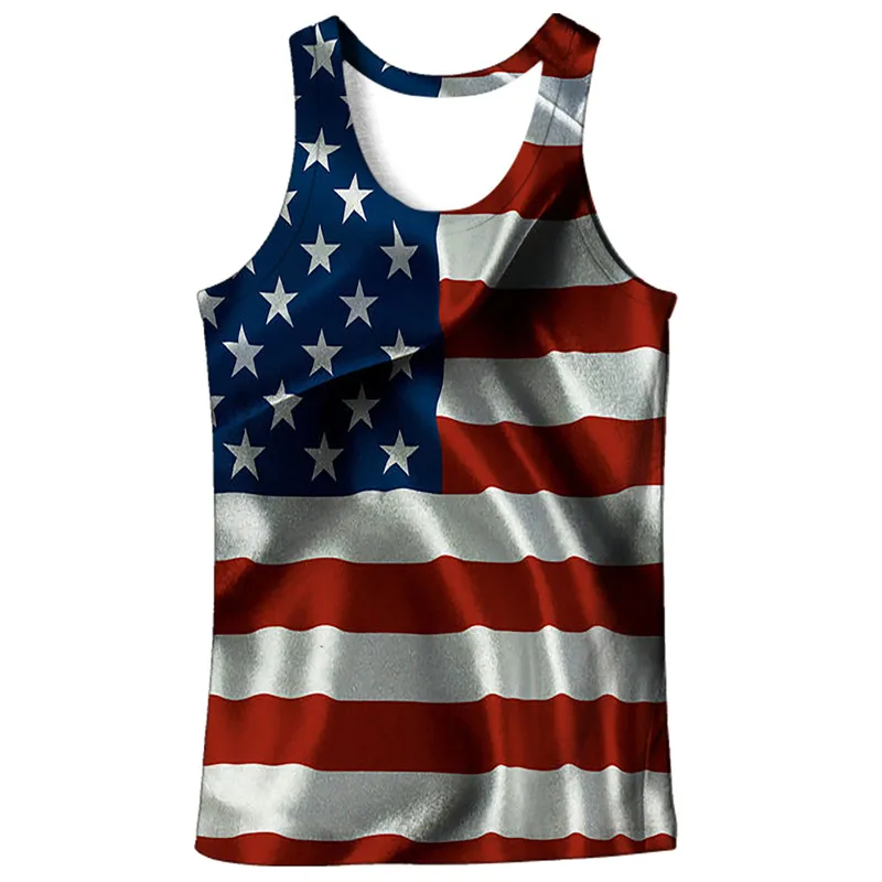 Винтажный Мужской жилет с принтом американского флага|Майки| |