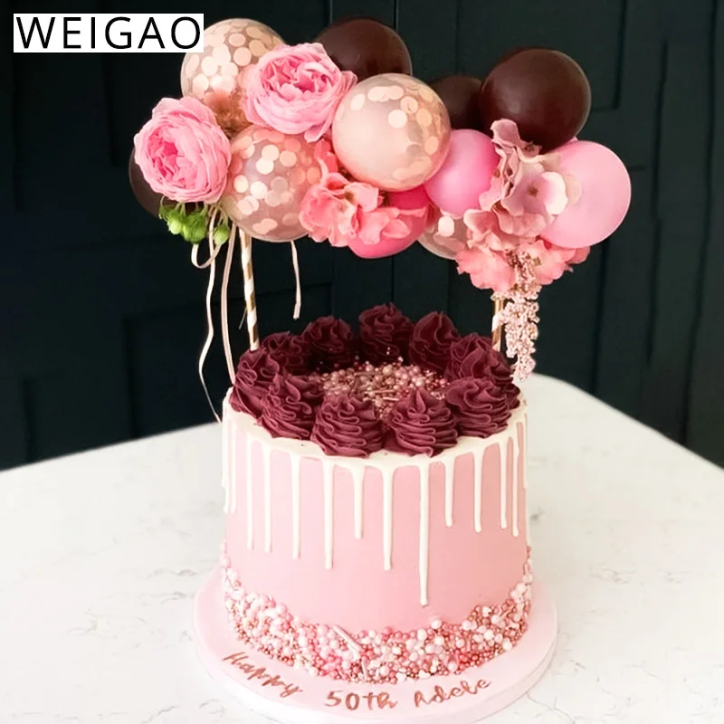 

WEIGAO 5 inch Rose Gold Confetti Balloon Cake Toppers Birthday Cake Wedding Decoration Mini Balloon Topper Crafts for Birthday