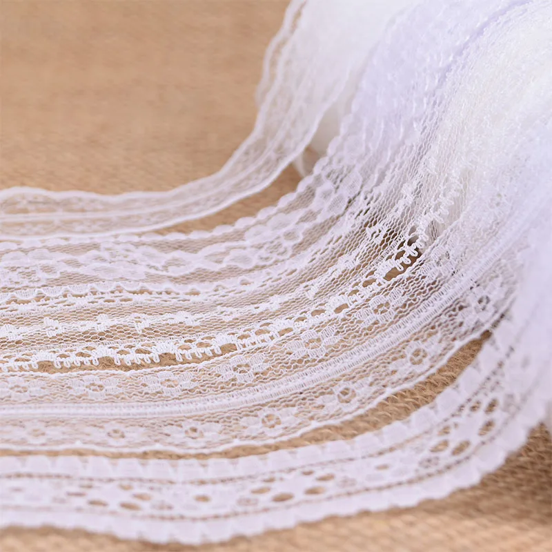 

10Yards/roll 2-4cm White Lace Ribbons Embroidered Lace Fabric Trim Wedding Decoration DIY Handmade Sewing Material