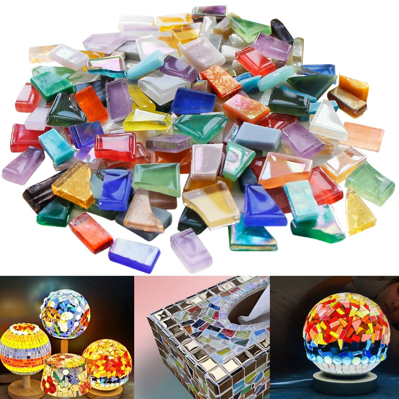 

250gcolorful Crystal Mosaic Tiles With Irregular Shape Mosaic Stone Mixed Color Diy Art Craft Materials For Kids/children