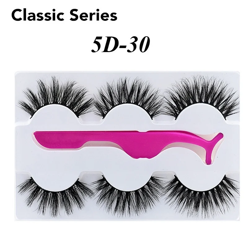 Ресницы норковые многоразовые ручной работы с 1 пинцетом 3 пары|Накладные