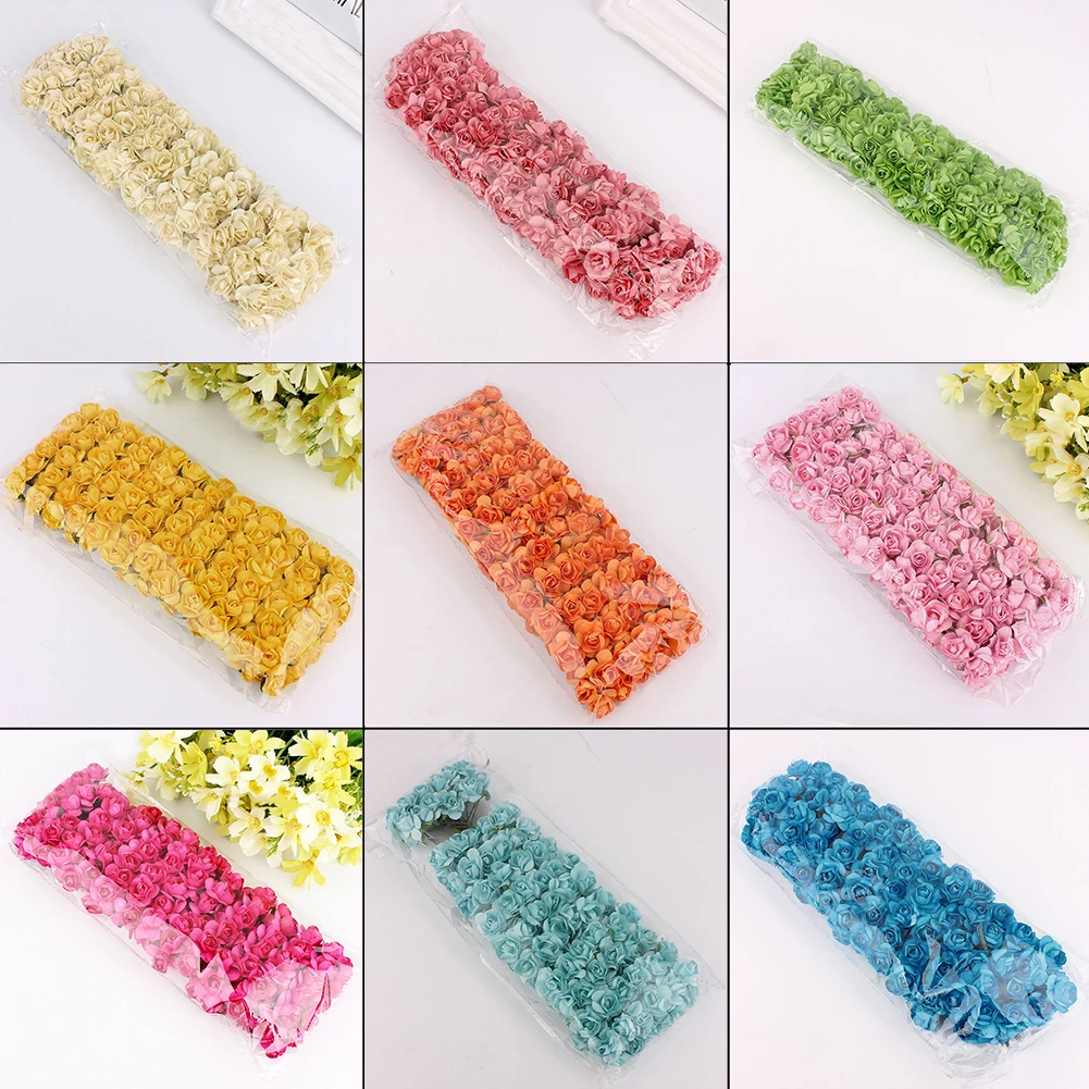 144 шт бумажные искусственные розы цветы ручной работы DIY карты ремесла