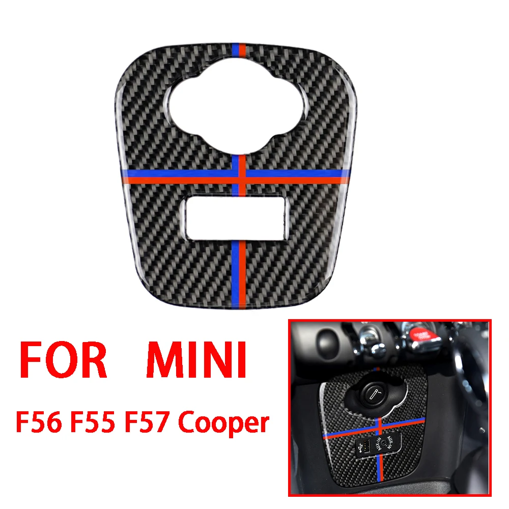 

for Mini Cooper JCW F55 F56 F57 Car Sticker Accessories Car Interior Carbon Fiber Cigarette Lighter USB AUX Panel Console Cover