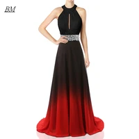 bm 2022 a line black red gradient chiffon beaded prom dresses princess ombre formal evening party gown vestidos robes de soiree