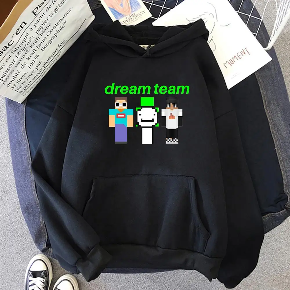 

Game Dream Team Hoodie Sapnap Trio Pullover Sweatshirts Unisex Streetwear Anime Clothes Harajuku Women Dream Merch Green Colors