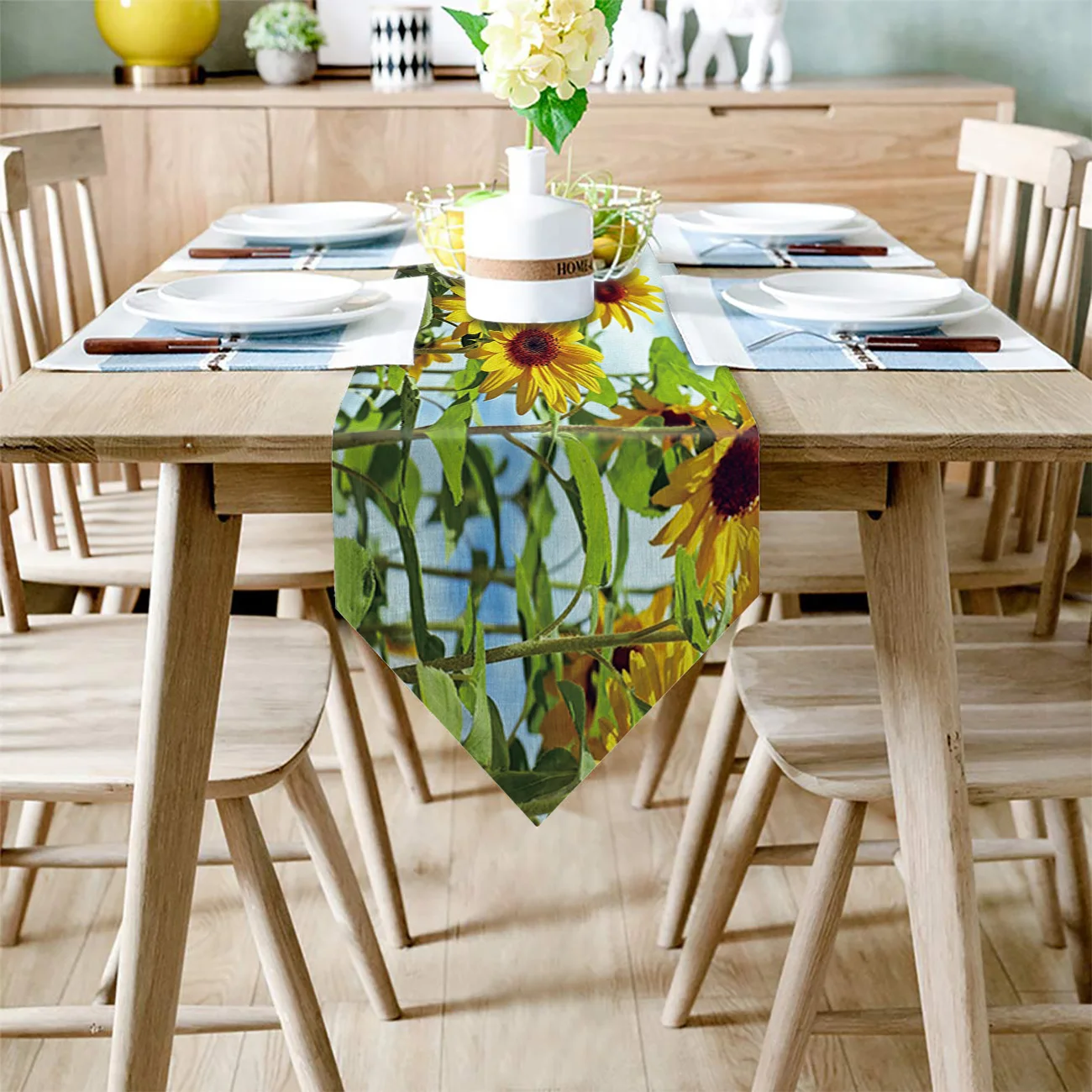 Подсолнечное поле настольная дорожка с цветами Настольный Флаг украшения для