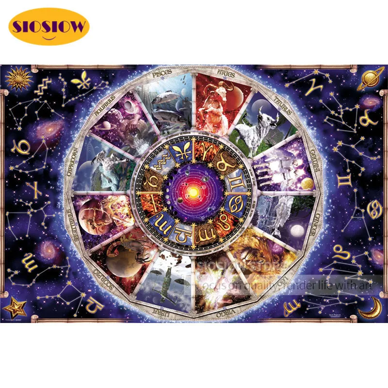 Алмазная картина 5d &quotсделай сам&quot 12 знаков зодиака кольцо созвездия квадратная