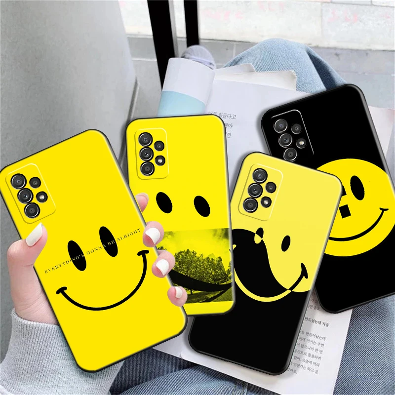 

Phone Case For Samsung Galaxy A11 A21S A31 A32 A41 A42 A51 A52 4G 5G A71 A72 4G 5G Cute Funny Smiley Face Soft TPU Black Cover