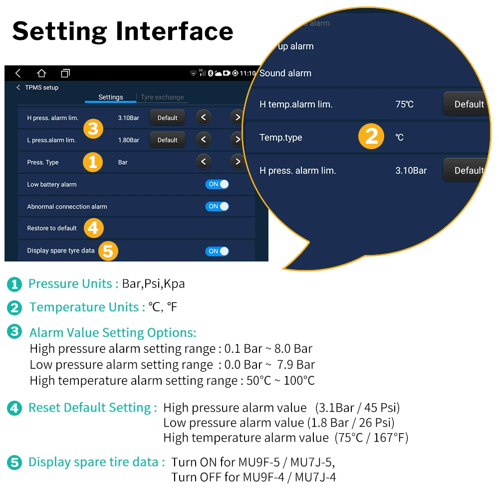 Deelife USB TPMS для Android автомобильный DVD с датчиком давления в шинах Система мониторинга Беспроводная запасная шина сигнализация ANDROID навигация